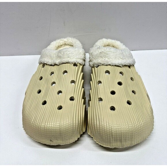 Women size 42-43 faux fur lined clog slipper beige rubber shoe - Picture 2 of 10